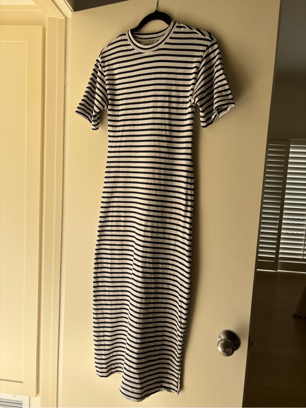AYR Black & White Striped Short-Sleeve Midi Dress